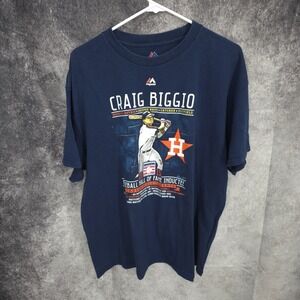 Majestic Craig Biggio Shirt Mens Extra large XL Blue Hall of Fame 2015 Astros